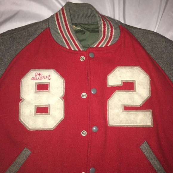 Vintage letterman jacket red grey wool high school 82 Alex Tigers - Picture 5 of 14